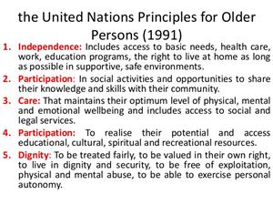 اصول ملل متحد برای سالمندان  United Nations Principles for Older Persons